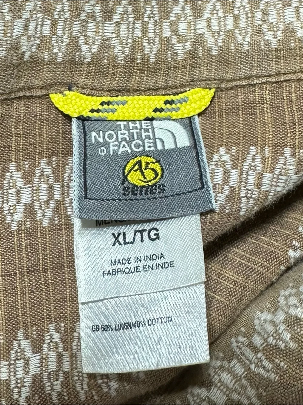 The North Face Men's Shirt XL Linen Button Down  A5 Series Aztec Striped Brown